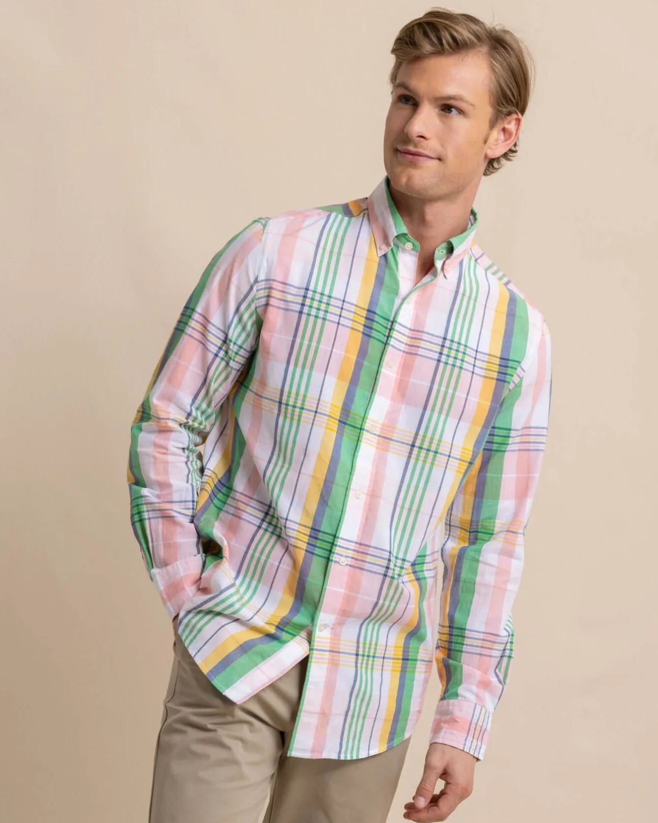Springers Point Madras Plaid Long Sleeve Sport Shirt<Southern Tide Shop