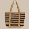 Striped Straw Hat Carrier Beach Tote<Southern Tide Cheap