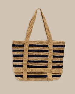 Striped Straw Hat Carrier Beach Tote<Southern Tide Best Sale