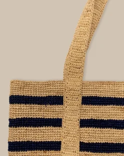 Striped Straw Hat Carrier Beach Tote<Southern Tide Best Sale
