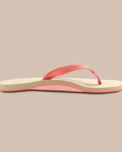 Womens Coral Leather Weekend Flipjacks<Southern Tide Shop